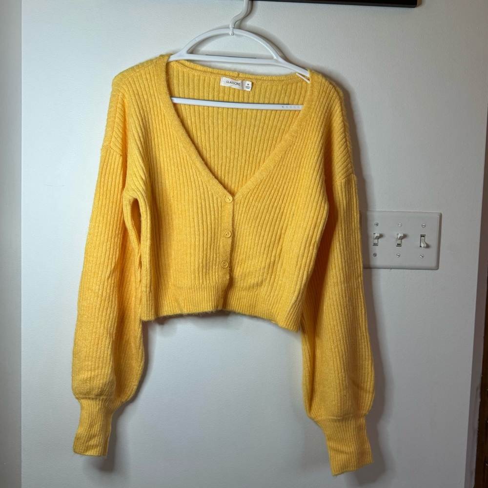 WORN ONCE! Yellow cropped cardigan sweater